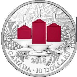 2013 RCM $10 Holiday Candles - Pure Silver Coin